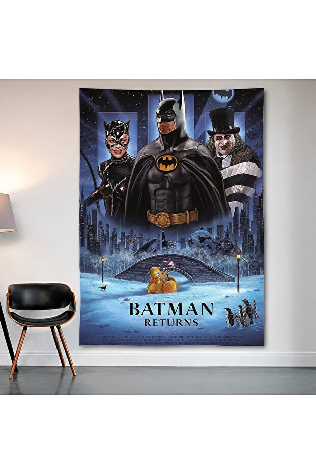 Batman Returns Wall Covering Wall Tapestry First Quality Satin Fabric Poster