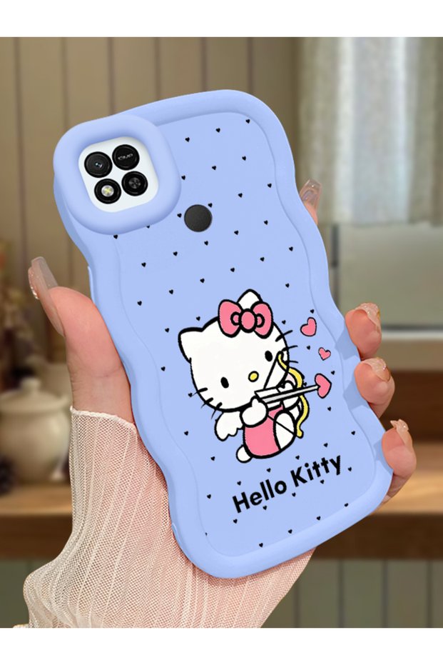 Redmi 10A Compatible Case Camera Protector Blue Silicone Couple Phone Case Kitty Pattern