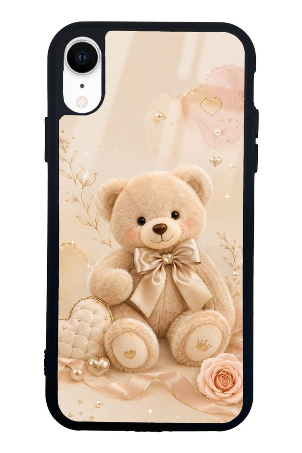 iPhone Xr Pearl Teddy Design Glossy Phone Case