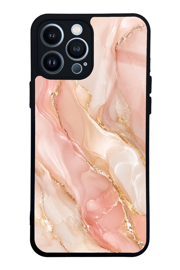 iPhone 13 Pro Max Blush Gold Marble Design Glossy Phone Case