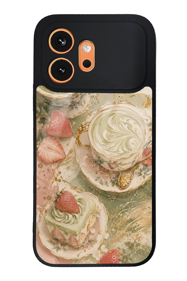 Honor 600 Glossy Phone Case with Sage Strawberry Matcha Design