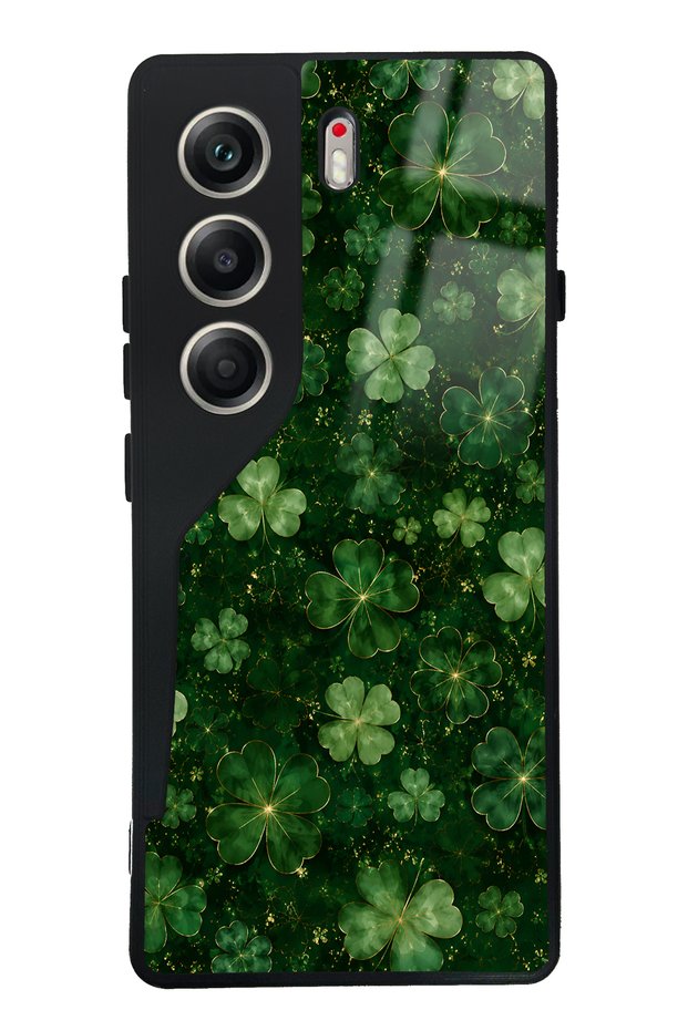 Tecno Camon 40 Emerald Lucky Clover Design Glossy Phone Case