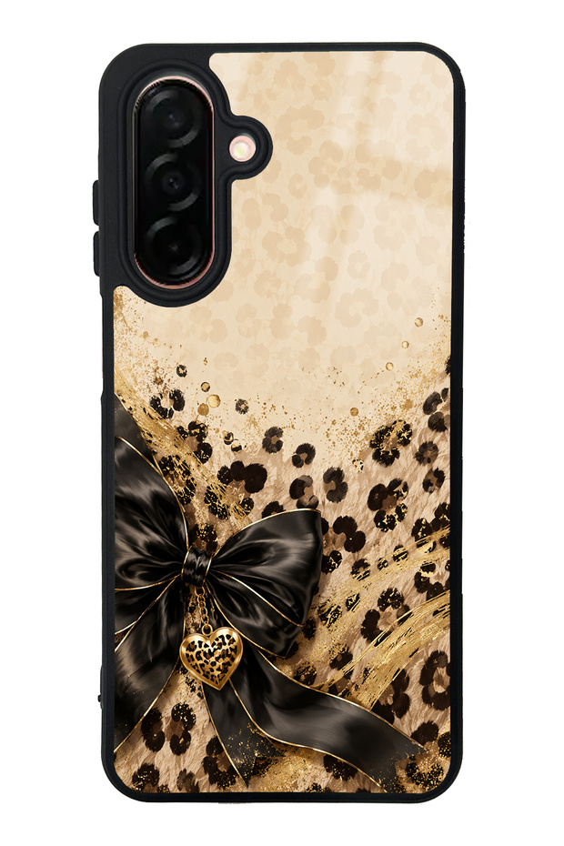 Samsung A26 Golden Leopard Heart Design Glossy Phone Case