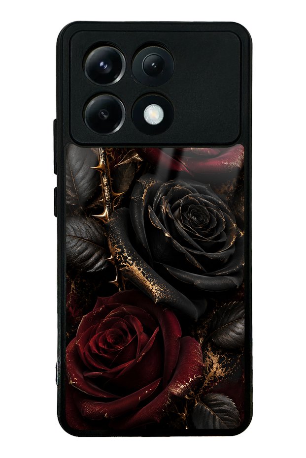 Xiaomi Poco X6 Pro Obsidian Crimson Rose Design Glossy Phone Case