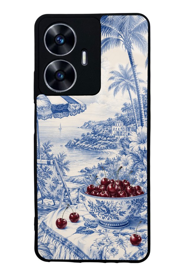 Realme C55 Blue Porcelain Cherry Coast Design Glossy Phone Case