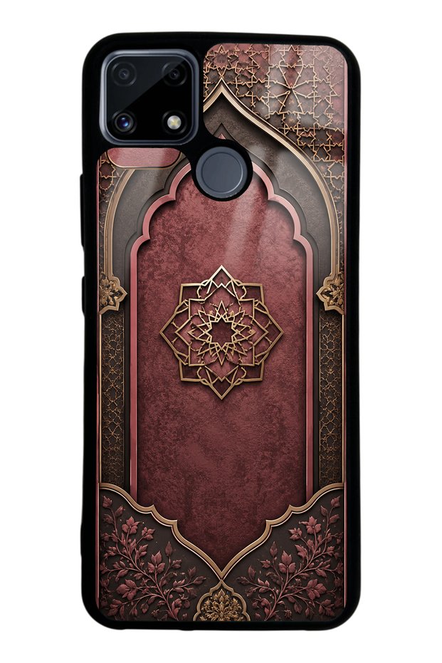 Realme C25 Burgundy Glossy Phone Case with Ottoman Emblem Design
