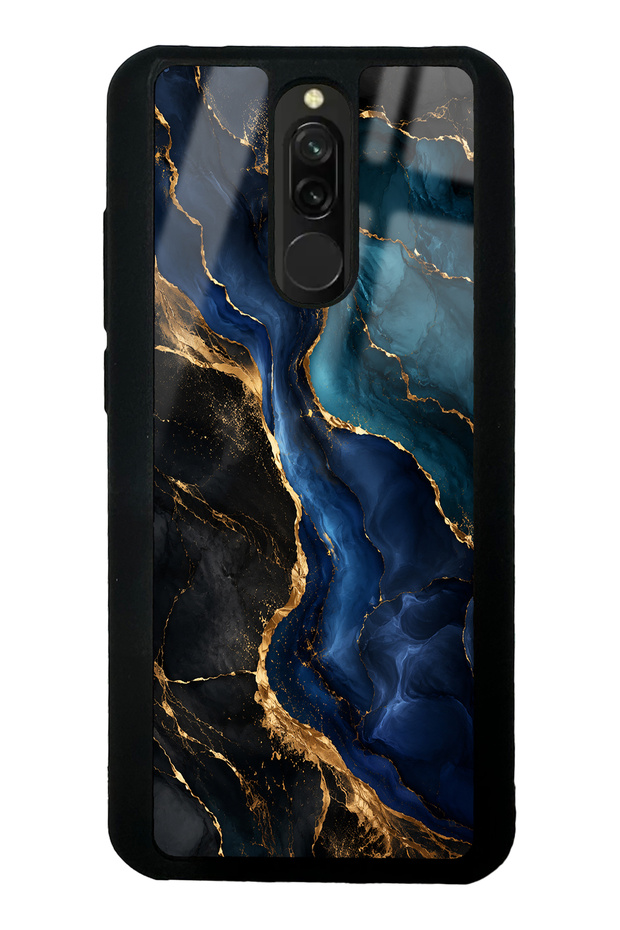 Xiaomi Redmi 8 Glossy Phone Case with Midnight Sapphire Marble Design