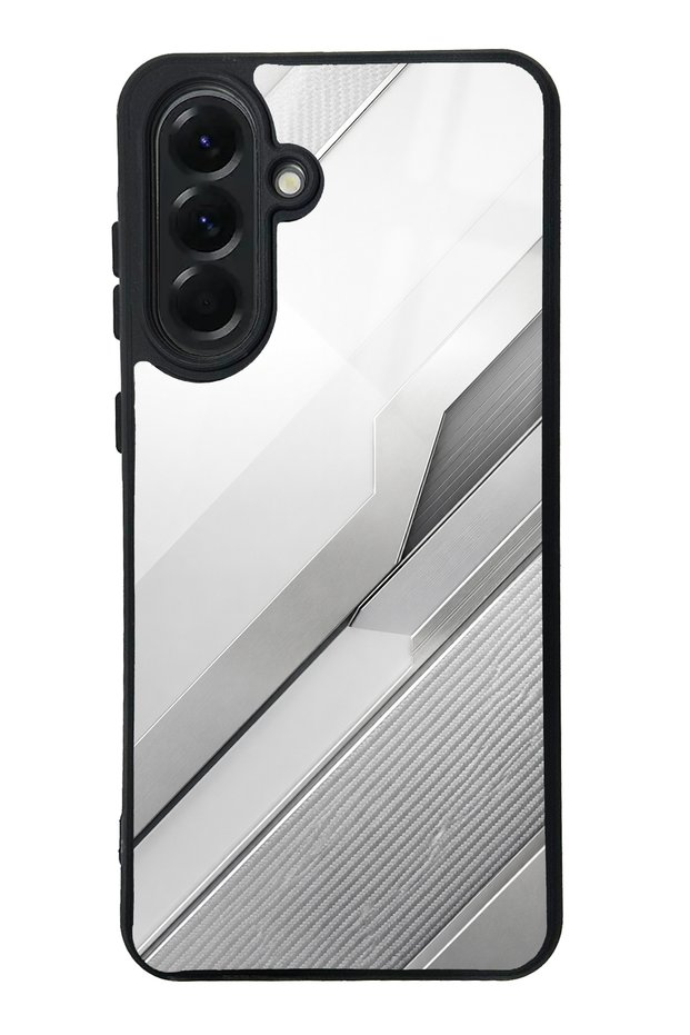 Samsung A56 Silver Titanium Edge Design Glossy Phone Case