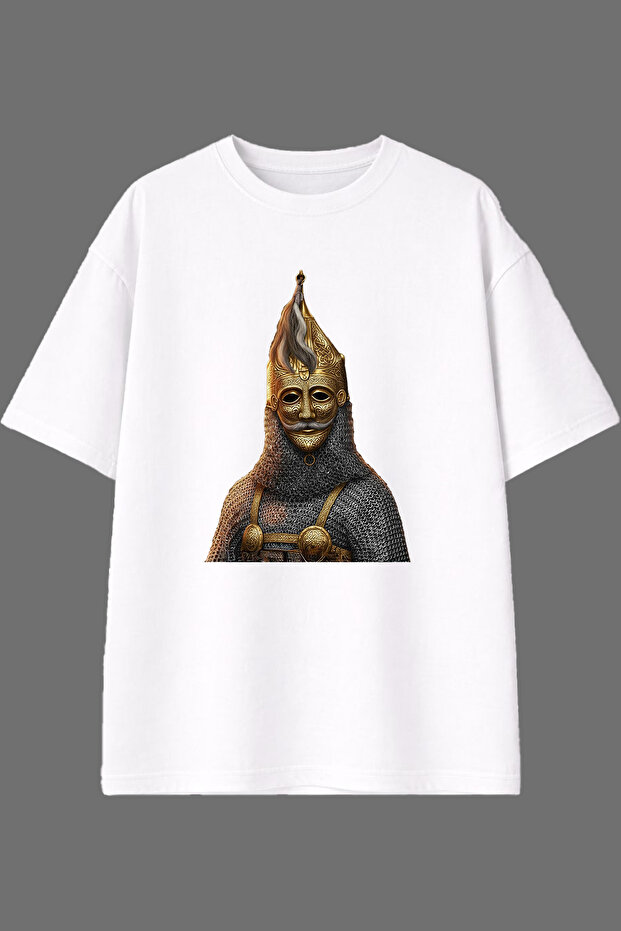 Old Turkish Design Front Printed White Oversize T-Shirt