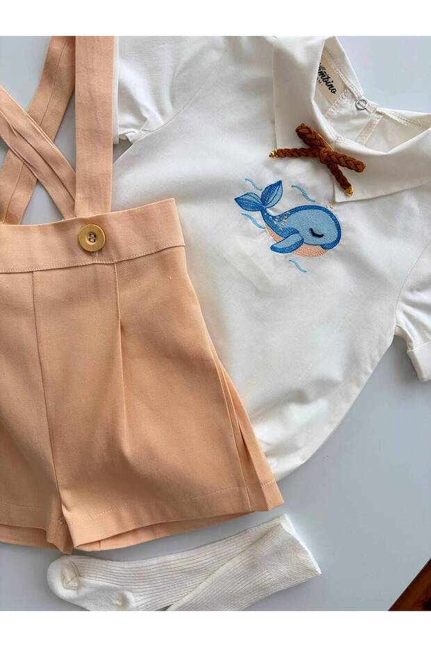 Handmade 100% Cotton Fabric Sea Concept Embroidery Work Baby Boy Shirt and Shorts