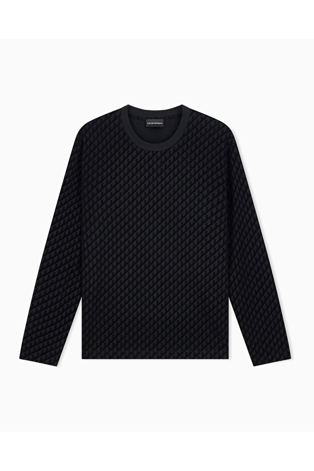Men's Regular Fit Crew Neck Long Sleeve Cotton Black Sweatshirt