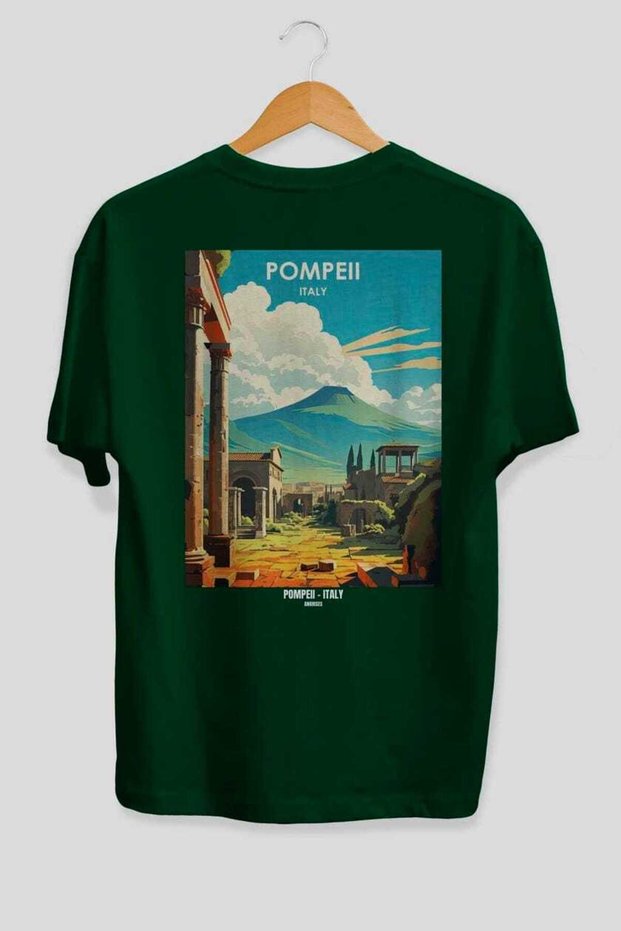 Pompei Italy Green Oversize Country City Back Printed Unisex T-Shirt 100% Cotton Premium