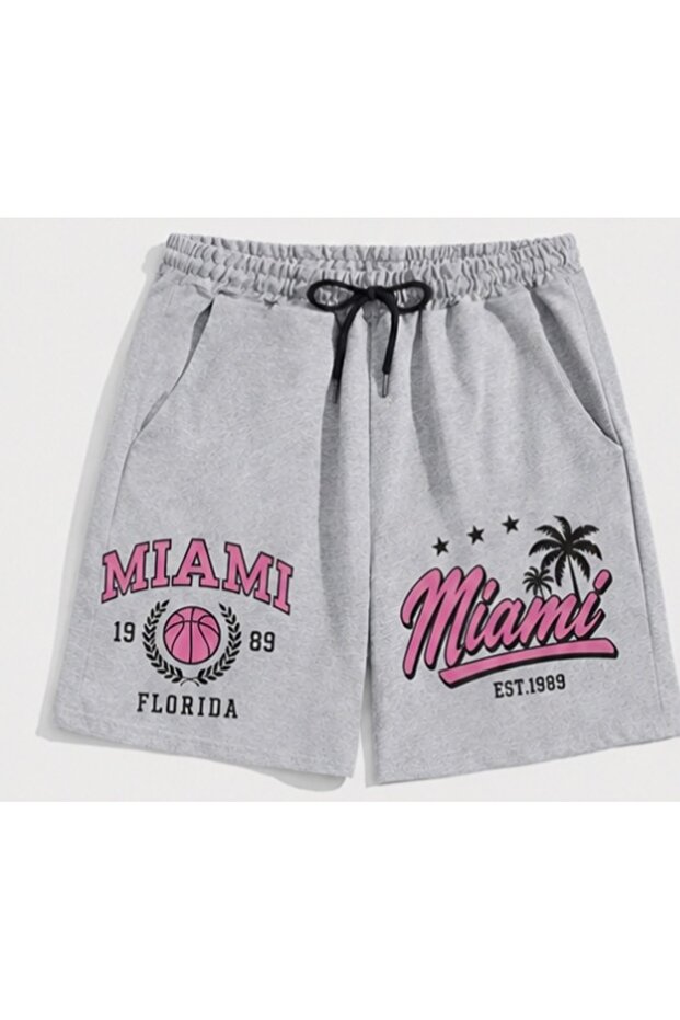 Unisex Oversize Relaxed Fit High Waist Special Design Printed Summer Shorts