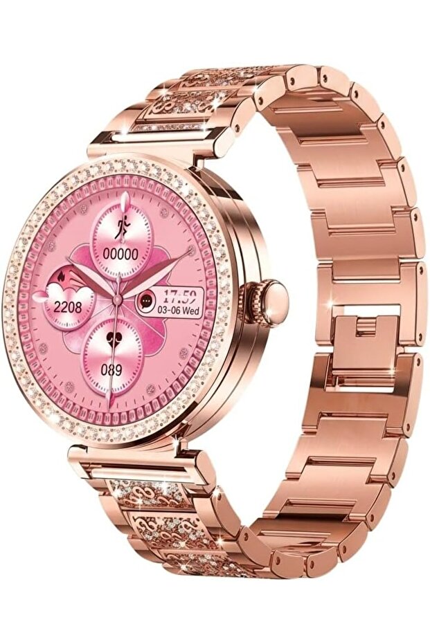 Luxury MS22 Mini Smart Watch for Women – Diamond Design, AMOLED HD Display & Interchangeable Bands