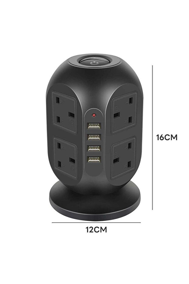 مقبس كهربائي عمودي بـ 24 فتحة مع 4 منافذ USB - 2