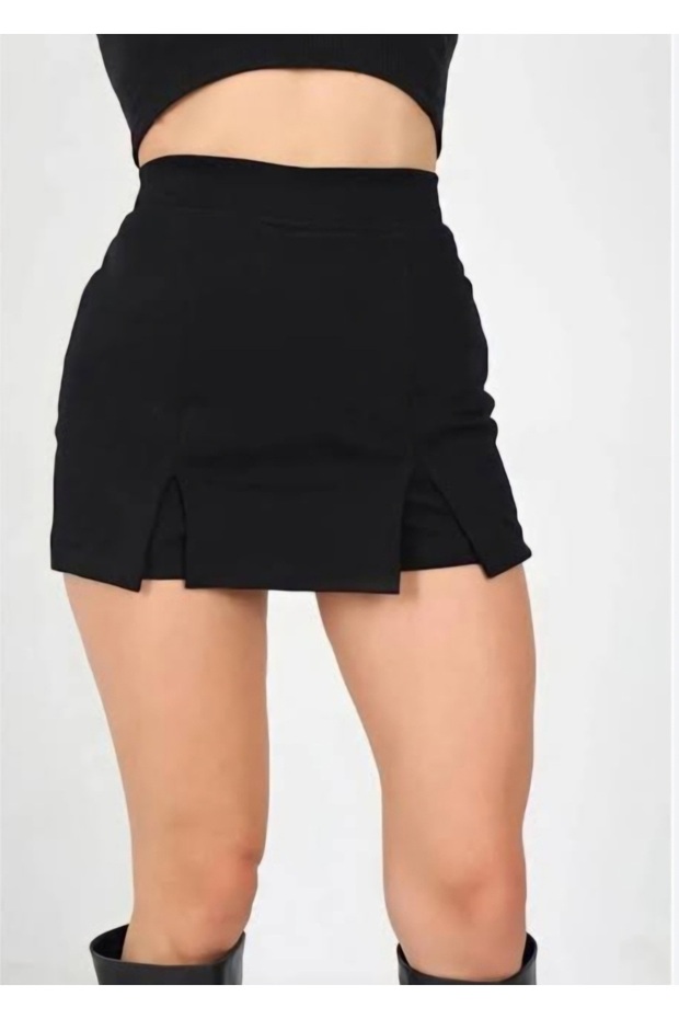 Women's Double Slit Lycra Shorts Skirt