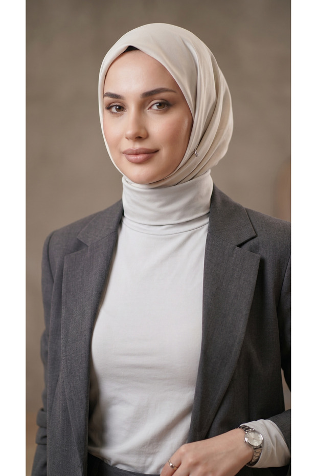 Women's White Hijab Turtleneck - Turtleneck Long Sleeve Badi - Half Turtleneck
