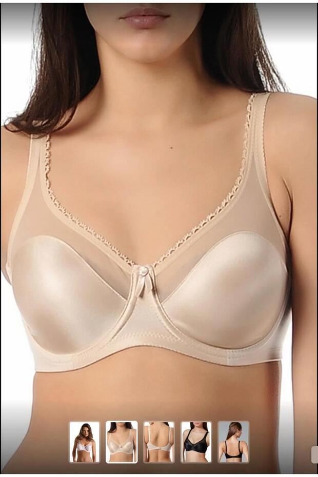 Women's Bra, Underwire Non-Padded Basic Bra, Gathering and Minimizing Fixed Strap Bra