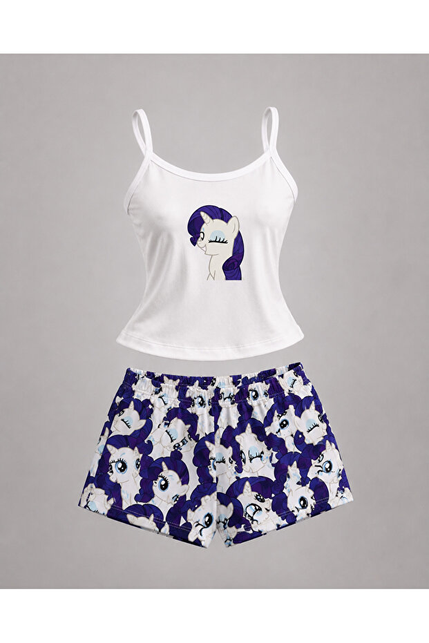 Purple My Little Pony Rarity Patterned Premium Shorts Set -Yukatay