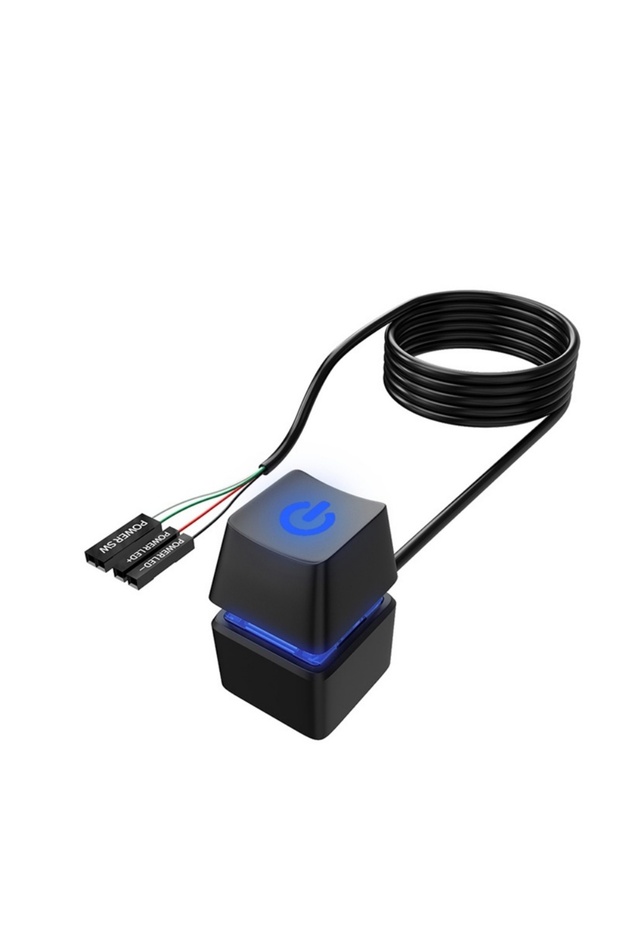 زر تشغيل خارجي أسود مربع للكمبيوتر المكتبي مع إضاءة LED للوحة الأم