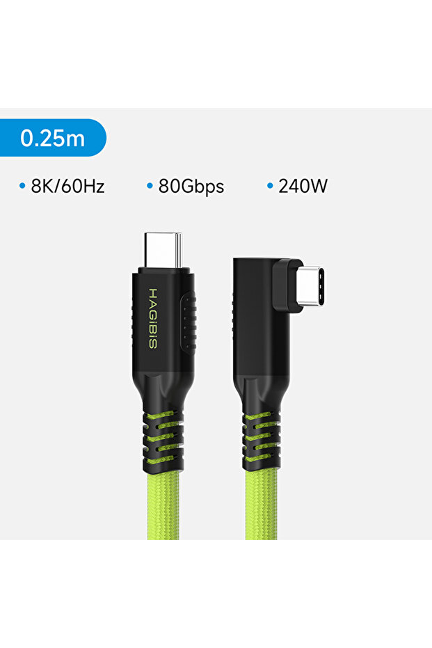 كابل توصيل كاميرا USB-C من Hagibis بطول 0.25 متر، كابل USB-C بزاوية قائمة، لنقل البيانات بسرعة