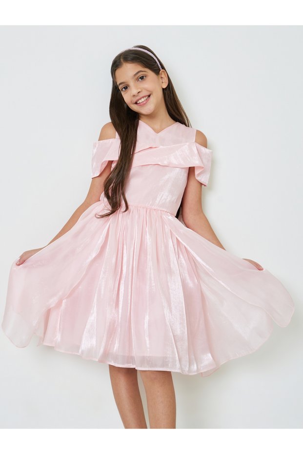 Girls Lite Pink A-Line Knee-Length Dress