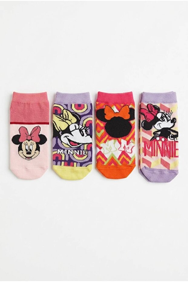 Licensed Minnie Mouse 4-Piece Girls' Booties Cotton Socks Daily Socks Gift Socks Cute Hero Socks Mn22864