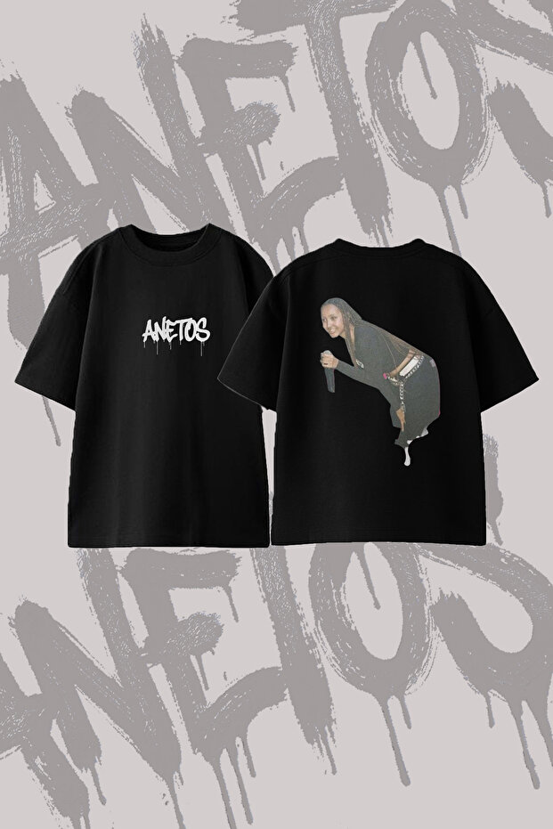 Aaliyah Design Back Printed Cotton Black Oversize T-Shirt