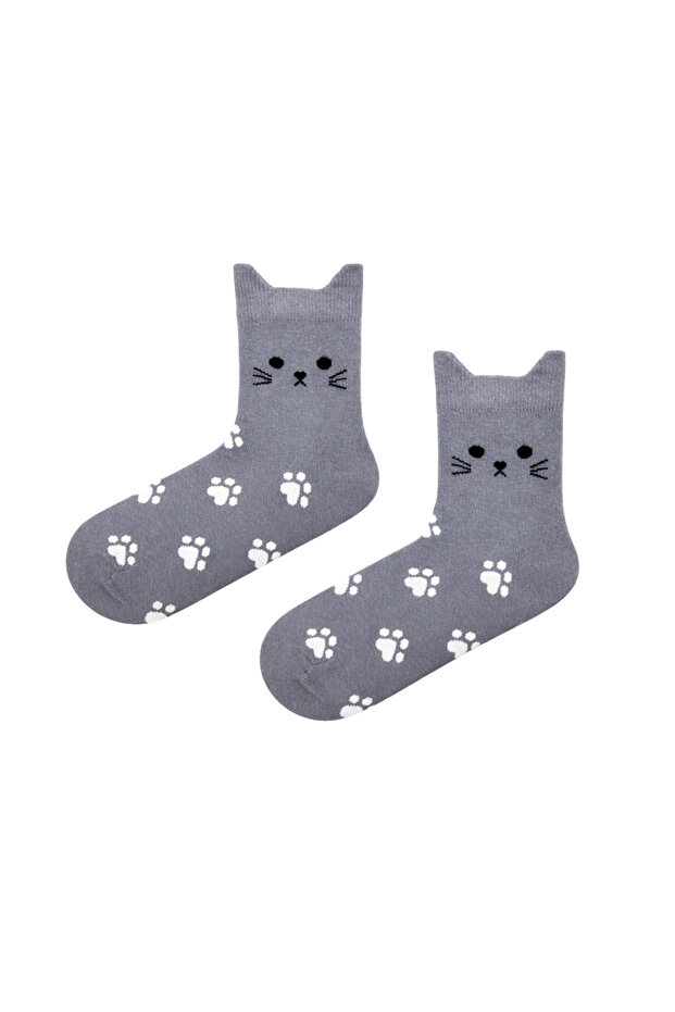 Unisex Socks with Cat Ears and Paw Pattern