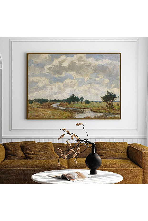 Signtouch Greenfields River Landscape Canvas Wall Art 70x100 cm With Outer Frame