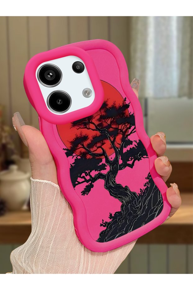 Poco X6 5g Compatible Case Camera Protector Red Silicone Couple Phone Case Tree Pattern
