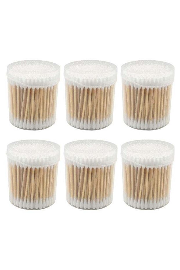 900Pcs Wooden Cotton Buds Bamboo Cotton Swabs Double-Ended-White in Round Plastic Container