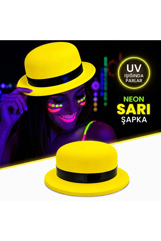 Neon yellow uv party hat plastic