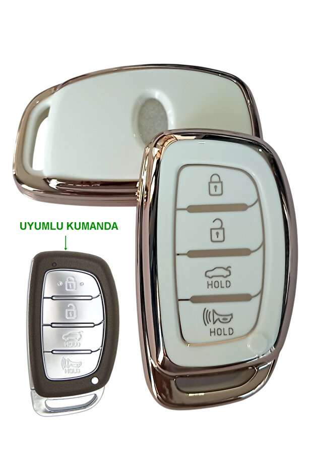 Hyundai Tucson Bayon Elantra Compatible Smart Remote Key Case Cover Auto Keychain with 4 Buttons