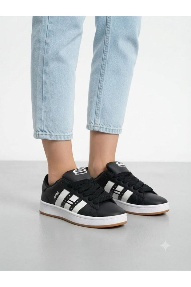 Women's Black Sneaker Daily Orthopedic Sole Walking Sports Shoes