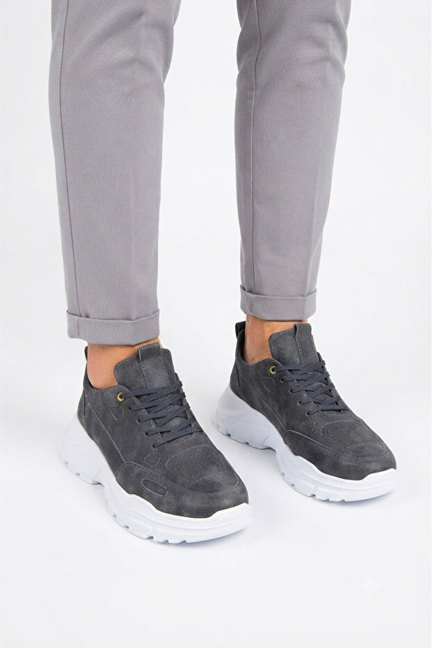 Zrc089 High Quality Premium Thick Sole Casual Men's Sneaker Anthracite