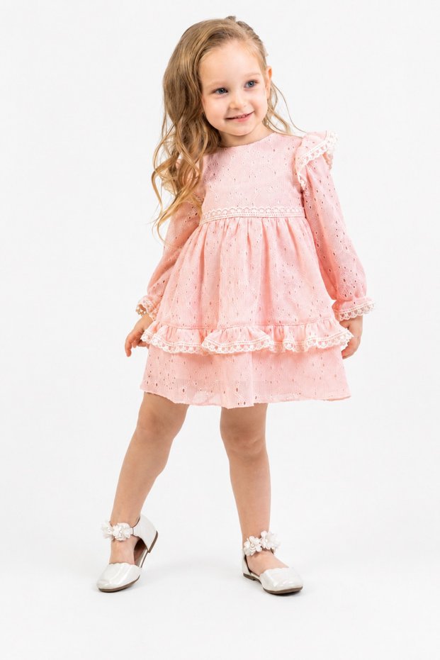 2-5 Years Old Girl's Powder Lace Detailed Dress