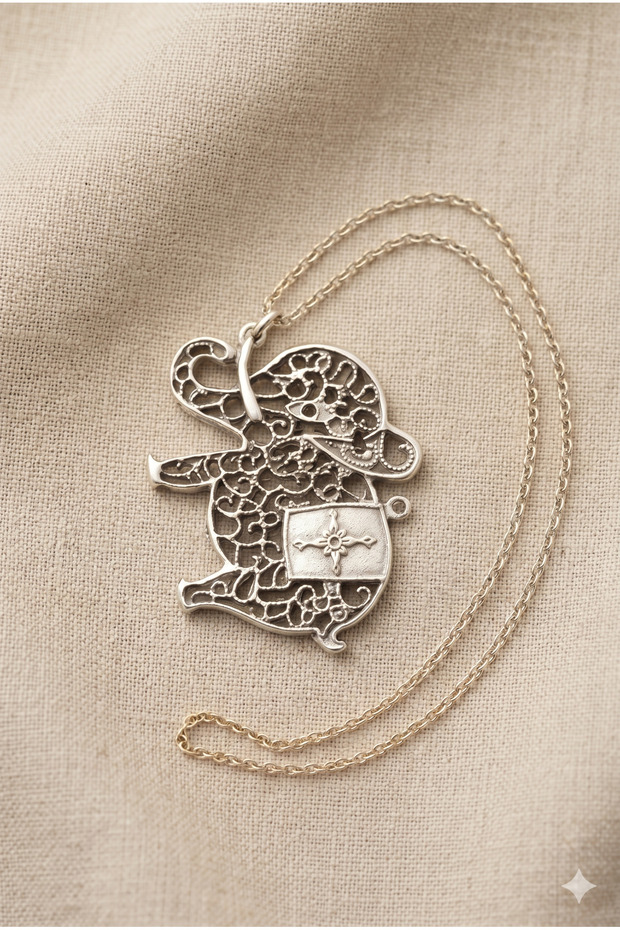 Cast Iron Elephant Motif Pendant with Steel Chain, Special Design Necklace