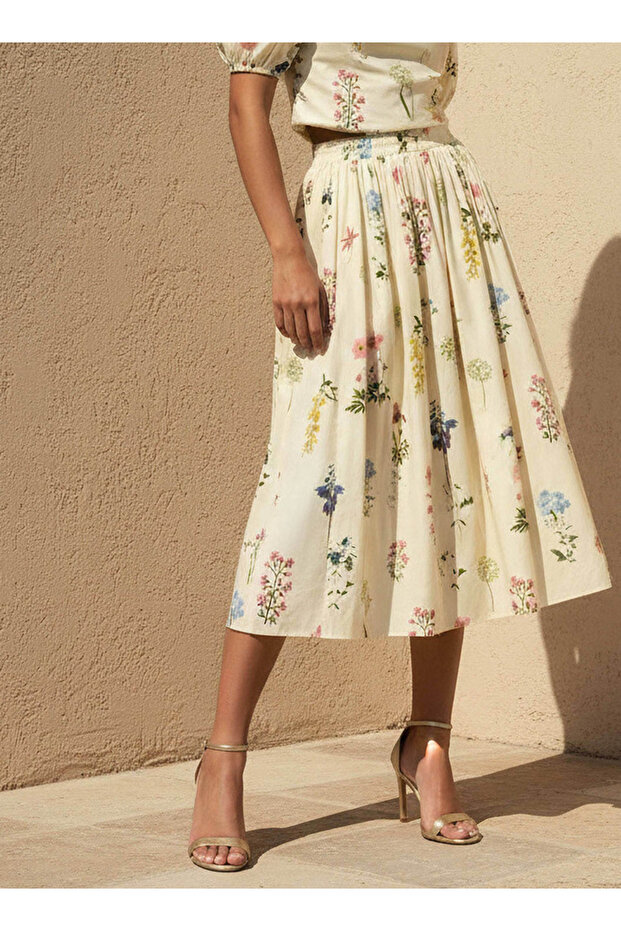 PRINTED BALLOON HEM SKIRT
