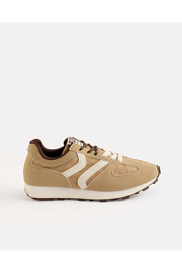 Women Brown Textured Lace Up Sneakers