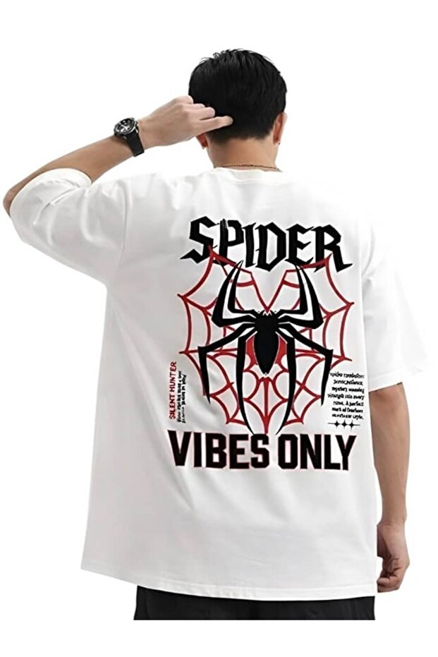 Spider Vibes Printed Oversize Crew Neck Summer T-Shirt