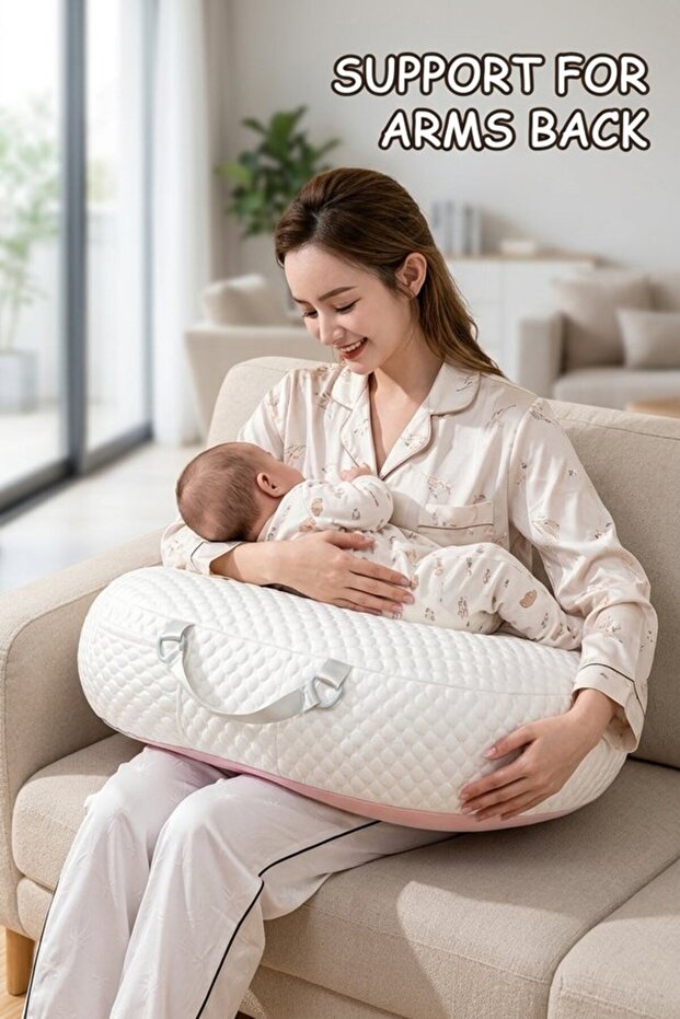 1 Polyester Ergonomic Nursing Pillow Feeding Cushion Adjustable Strap Breathable Anti Reflux Lumbar