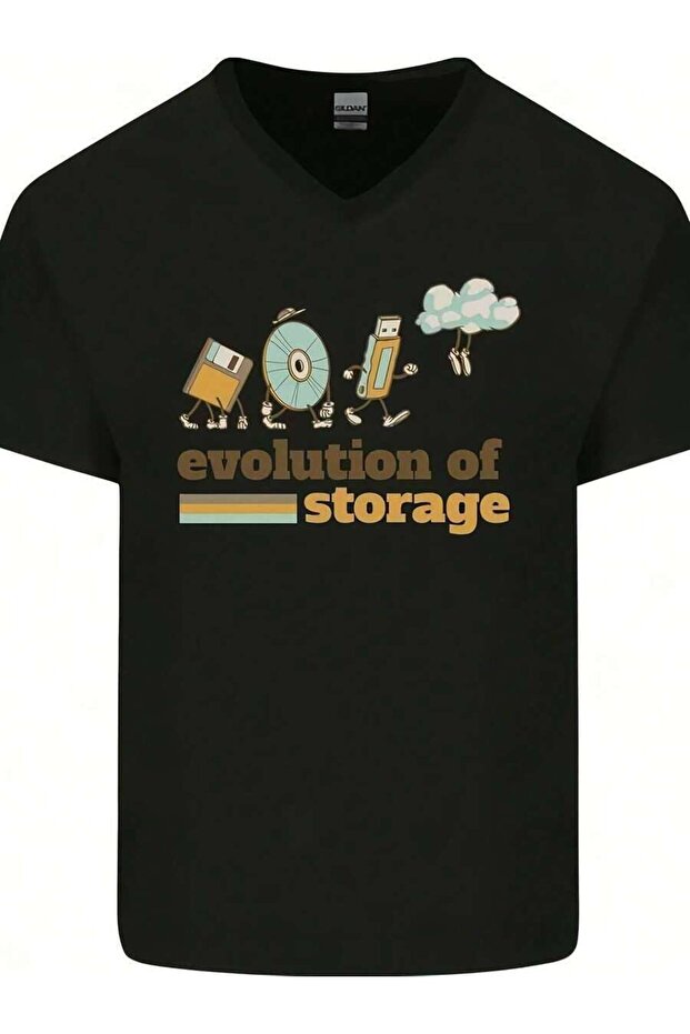 تي شيرت Storage Evolution R HD Dr USB Stick CD S V Neck، تي شيرت بطبعة عيد الأم السعيد، هدية للأم الأفضل على الإطلاق، مقاس كبير