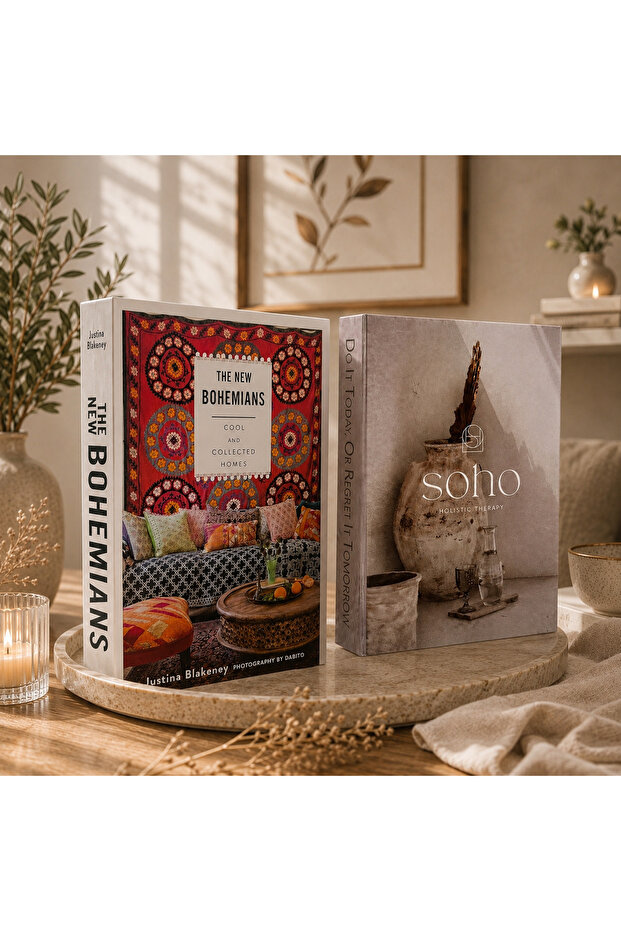 مجموعة من صندوقين مزخرفين للكتب - صندوق تخزين مخفي