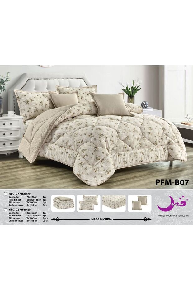 مفرش سرير قطن نفر -4 قطع -ناعم وبارد - سهل الغسيل -قياس 170*220