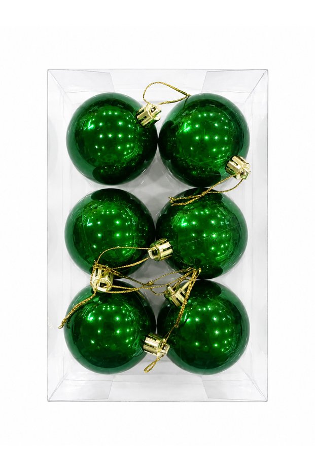 6-Piece Shiny Christmas Tree Ornament Ball 6 cm Plastic Christmas Tree Decoration Ball