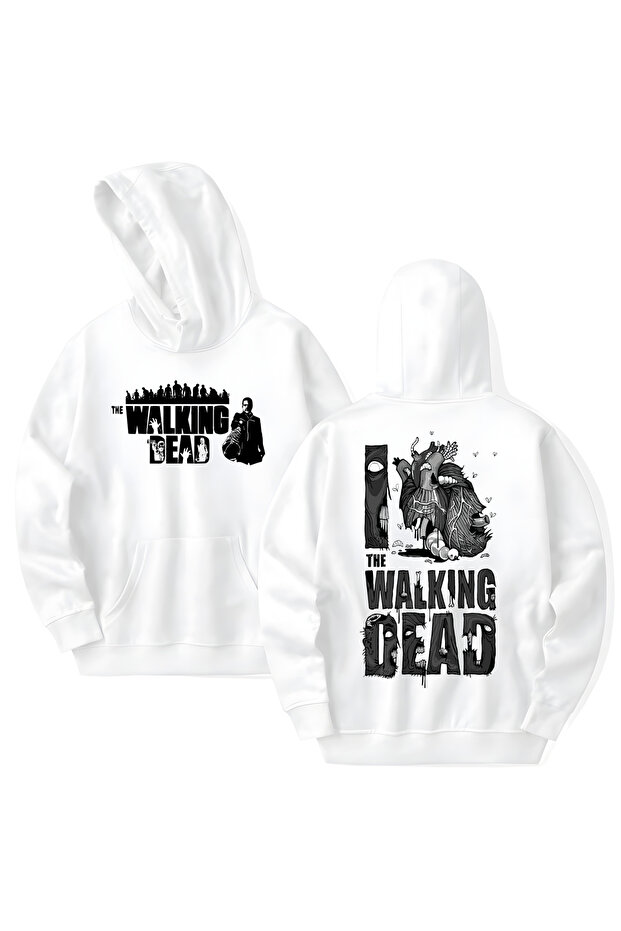 The Walking Dead Printed Cotton Long Sleeve Hooded Sweatshirt with 3 Yarns
