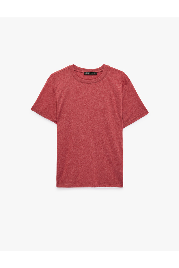 Regular Fit Viscose Blended Short Sleeve Crew Neck Basic T-Shirt