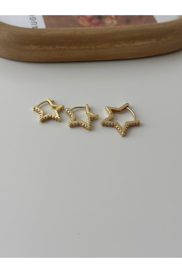 Triple Star Earrings with Single Row of Stones