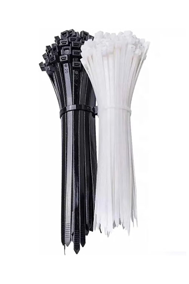 30 CM Cable Ties Black and White (200 Pack)-Heavy Duty Nylon Plastic Zip Ties with 18Kg Tensile Strength